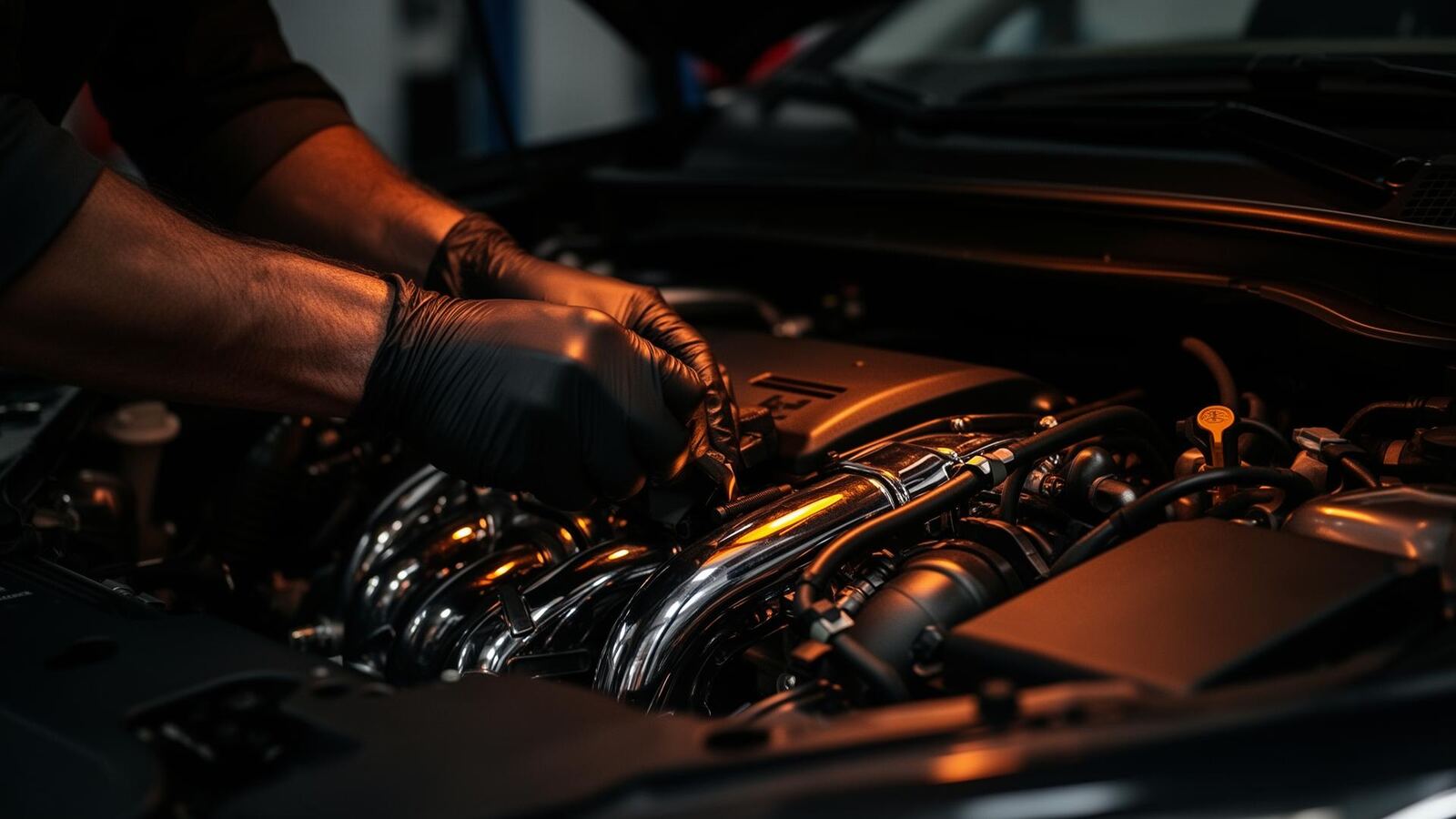 Mechanic working on engine