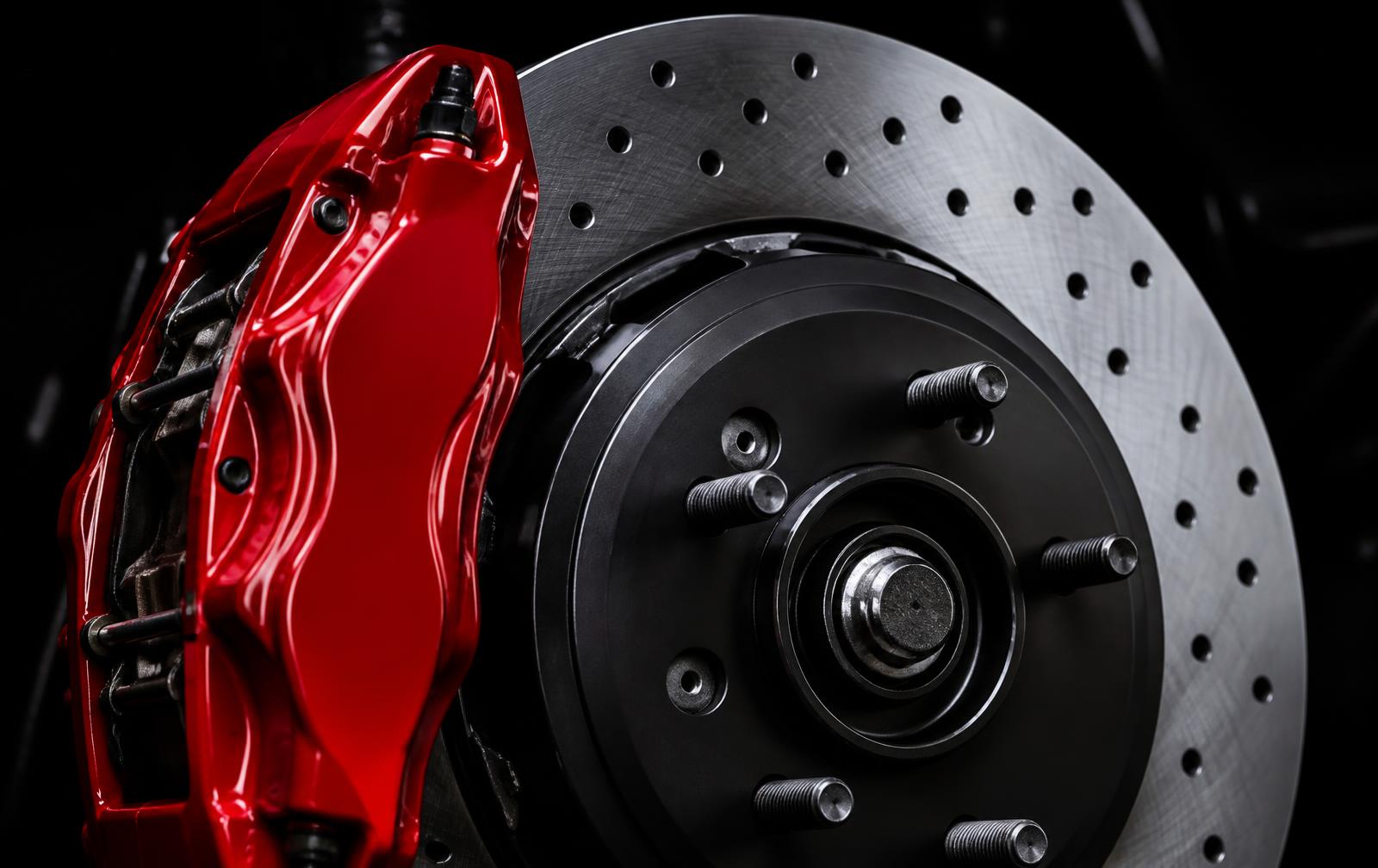 Brake rotor and caliper detail during a brake service
