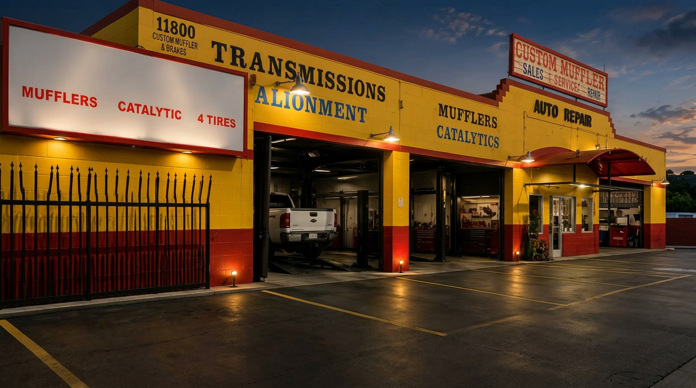 Custom Muffler and Brakes shop exterior in Hawthorne, CA